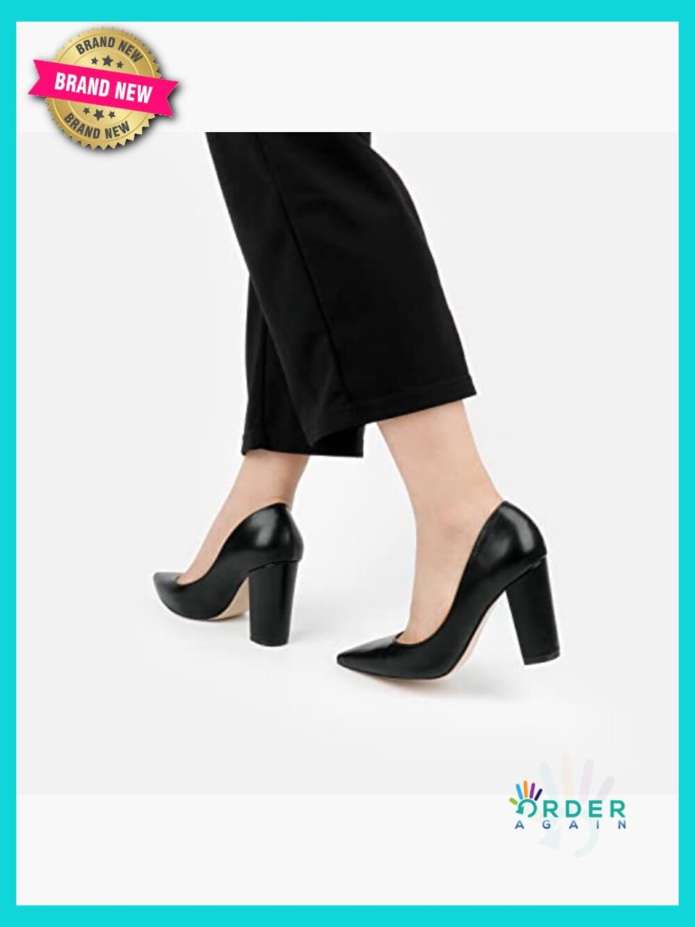 Chunky Heels Pointed Toe High Block Heel Dress Work Pumps Classic Chic - Picture 6 of 7